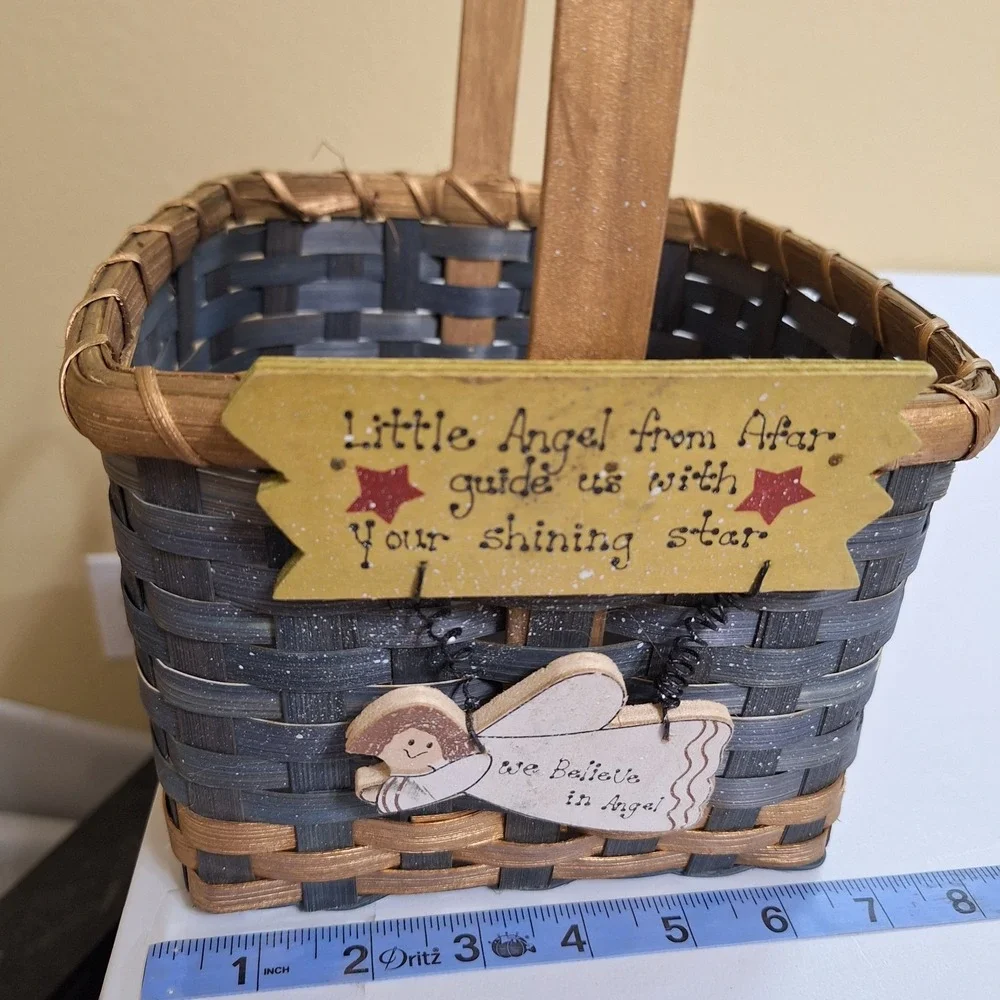 2 Vintage Woven‎ Gift Basket Angel Decor Handmade Grandmacore Gather